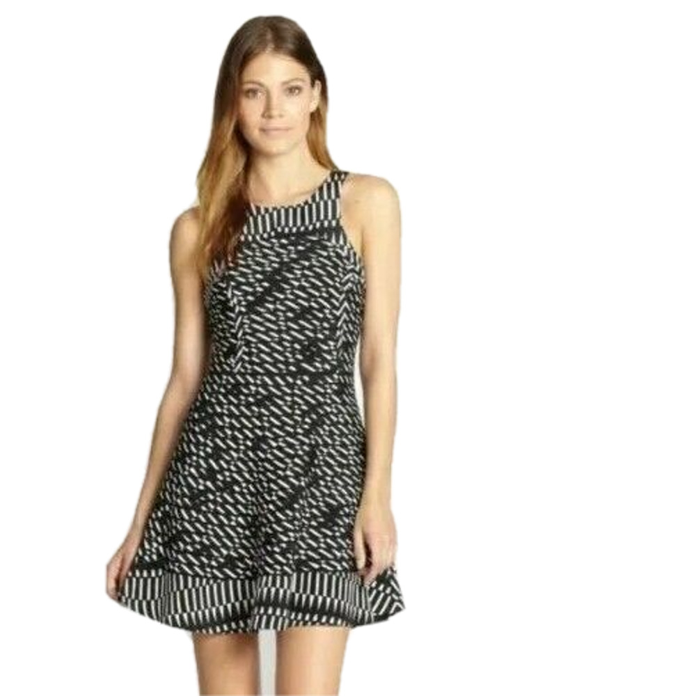 Parker Black White Pleat Silk Mini Dress S Party Cocktail Occasion Wedding Guest